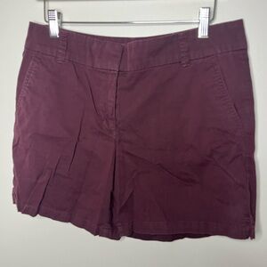 LOFT Outlet Women’s 6” Chino Shorts Size 6 Burgundy 100% Cotton Casual Twill